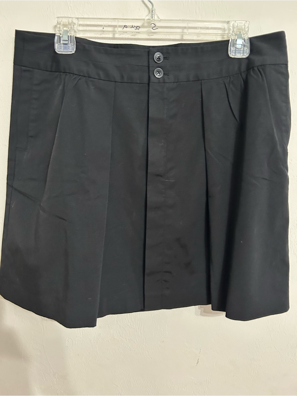 GAP Black Pleated Mini Skirt with Front Buttons & Pockets Zipper Front